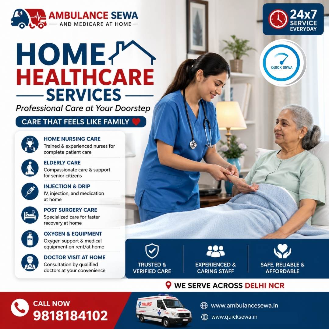 Book trusted home healthcare services in Delhi. Nursing care, post-surgery care, elderly support & medical equipment at home.
