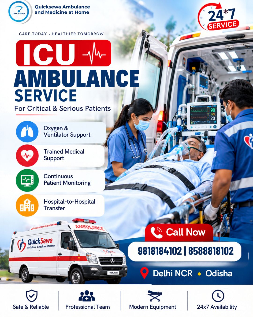 ICU Ambulance Service in Delhi